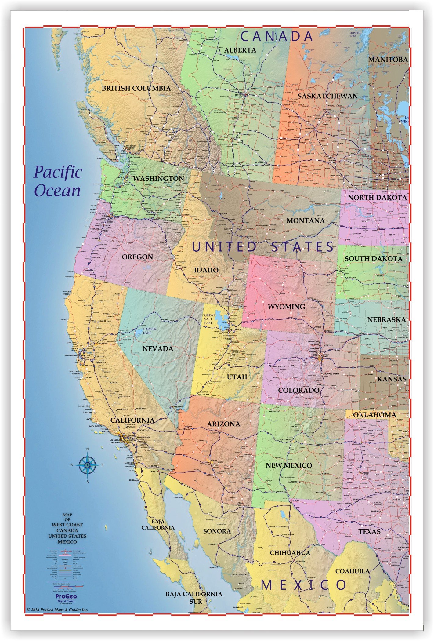 Amazon | PROGEOマップTruckerの壁のマップのWest Coastカナダ